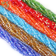 Cuentas de cristal austriaco para fabricación de joyas, abalorios sueltos de cristal en forma cuadrada de 12 colores, de 6MM, venta al por mayor, 50 Uds. 2024 - compra barato