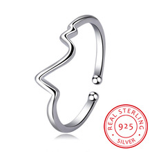 New Arrivals 925 Sterling Silver Heart Beat Rings For Women Adjustable Size Ring Fashion Sterling-silver-jewelry 2024 - buy cheap