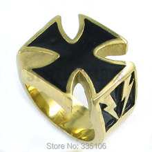 ¡Envío Gratis! Oro Cruz plateada anillo de joyas de acero inoxidable motociclista Punk gótico anillo SWR0137 2024 - compra barato