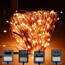 Wholesale Christmas10M 100 Leds Copper Wire LED String Light With Power Adapter DC 6V 1A  String Light Xmas Wedding Decoration 2024 - buy cheap