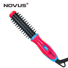 NOVUS Ceramic Curling Iron Brush Travel Mini Hair Curler Roller Comb Electric Hairbrush Styler Women Styling Tools 220V 2024 - buy cheap
