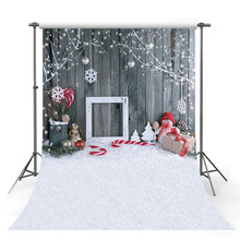   photographic background Christmas snowman gray woodwall snowflake backdrop photocall new photobooth vinyl photography 2024 - buy cheap