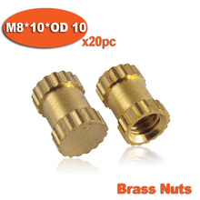 20pcs M8 x 10mm x OD 10mm Injection Molding Brass Knurled Thread Inserts Nuts 2024 - buy cheap