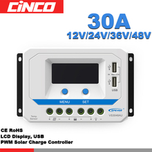 Controlador de carga solar VS3048AU 30A, 12V/24V/36V/48V, toma de tierra positiva con pantalla LCD, salida USB doble de 5VDC 2024 - compra barato