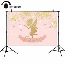 Allenjoy kids background for photography Golden sand leprechaun butterfly Halo backdrop birthday baby shower customize photocall 2024 - buy cheap