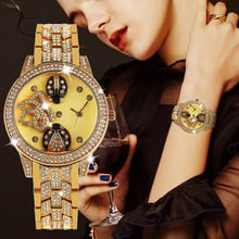 Luxury Diamond-encrusted Beetle Relief Watch for Women Quartz Analog Watches for Lady Premium Gold Alloy Band Wristwatch Gift 2024 - buy cheap