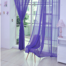 purple Curtain Pure Color Tulle Door Window Curtain Drape Panel Sheer Scarf Valances Modern bedroom Living Room Curtains 2024 - buy cheap
