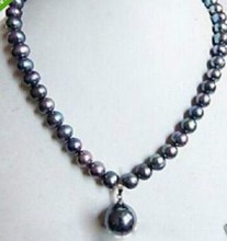 Collar de perlas naturales de TAHITIAN, colgante elegante de color negro 2024 - compra barato