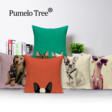 Cartoon Dog Cushion Cover Colorful Square Cushions Home Decor Custom Pillow Cover Linen Cute Animal Outdoor Cushions Throw Cases 2024 - buy cheap