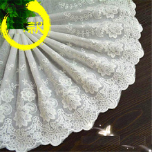 Yackalasi 5 yds/lote rendas de algodão suíço voile bordado floral apliques flores rendas 22cm 2024 - compre barato