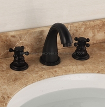 Basin Faucets Oil Rubbed Bronze Widespread Bathroom Sink Faucet Double Cross Handle 3 Hole Bathbasin Mixer Taps Nhg083 2024 - buy cheap