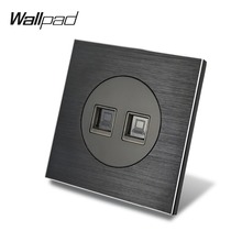 Wallpad-tomada de parede l6, dupla, 2 x, dados, cat6, ethernet, rj45, fiação, alumínio escovado, preto, cetim, metal 2024 - compre barato