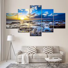 Pintura de paisaje marino con impresión HD, lienzo en módulos de Arte de playa y mar, decoración de pared moderna para el hogar, imagen artística para decoración para sala de estar, 5 uds. 2024 - compra barato