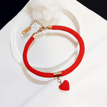 2020 High Quality Crystal from Swarovskis Simple titanium steel bracelet Red love lucky red rope bracelet Fit Women and female 2024 - buy cheap