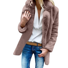 New 2018 Womens Ladies Coat Warm Fashion Faux Fur Artificial Wool Coat  Jacket Lapel Winter Outerwear Mutil Colors Plus Size 2024 - buy cheap