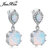 JUNXIN New Unique Square & Water Drop Long Dangle Drop Earrings For Women Retro Silver Color CZ Best Wedding Gifts 2024 - buy cheap