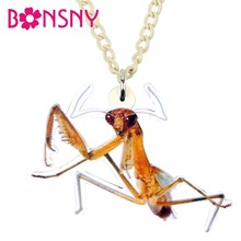 Bonsny Acrylic Unique Mantis Devil Horse Insect Necklace Pendant Chain Choker Summer Jewelry For Women Girls Teens Gift Bijoux 2024 - buy cheap