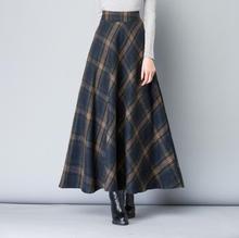 2019 autumn winter Elastic waist long Woolen skirt women fashion high waist Plaid A-line skirts elegant Office Lady skirts p1403 2024 - buy cheap