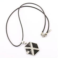 Korean Fahion Star Jewelry EXO Logo Pendant Necklace Leather Cord Fan Necklace Overdose KRIS KAI XIUMIN Pendant Necklace 2024 - buy cheap