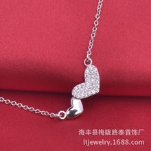 5pcs/lot HWPE14650 Newest jewelry love heart pendant silver necklace for women, 2024 - buy cheap