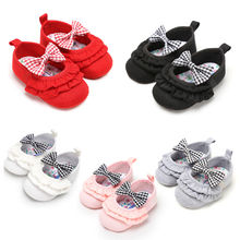 Citgeett-Zapatos con lazo para bebé y niña, calzado de suela suave para cuna, preandador para recién nacido, regalo a cuadros 2024 - compra barato