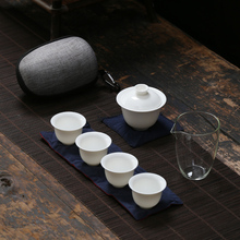 TANGPIN-TETERA de cerámica blanca de gaiwan, porcelana, juegos de té portátiles, juego de té de viaje 2024 - compra barato
