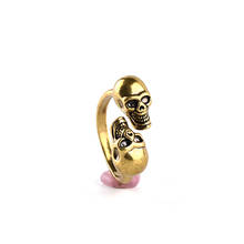 Мужские кольца в виде черепа, регулируемые металлические кольца в виде черепа из бронзы, вечерние кольца в стиле ретро, подарок для Хэллоуина 2024 - купить недорого