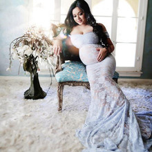 Maternity photography props Pregnancy Cloth Lace Maternity Off Shoulder Elegant sexy Gown shooting photo pregnant dress 2024 - buy cheap