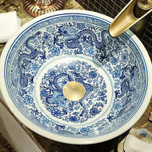 Artistic Blue and White Porcelain Dragon Sink Washbasin Countertop Bathroom Sink 2024 - buy cheap