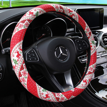 Christmas linen Car Steering Wheel Cover Handlebar Braid Steering Wheel Wrap Natural Fibers Anti Slip Breathable 38cm Universal 2024 - buy cheap