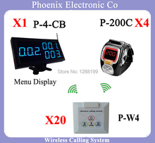 Restaurant Wireless System Kitchen Call Paging System Including Watch Pager And Bell Button And Menu Display Panel 2024 - buy cheap