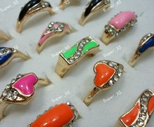 150pcs Wholesale jewelry ring lots Enamel Rhinestones Gold mix Rings Free shipping BL361 2024 - buy cheap