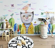 3D Carton Cat Wallpaper Murals for Kids Living Room Art Wall Decals Contact Paper Roll Animal 3d Wall Murals Photo Wall Papers 2024 - buy cheap