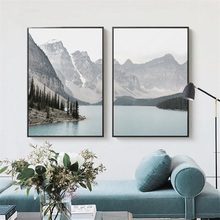 Nordic Landscape Mountain Lake Canvas Paintings Home Decoration Living Room Wall Art Pictures Nature Scenery Posters And Prints 2024 - buy cheap