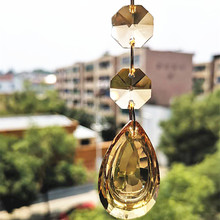 Candelabro de cristal de champán de 22x86mm, 12 Uds., dos piezas de 14mm, cuentas de cristal octagonales de oro 2024 - compra barato