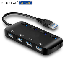 Концентратор ZEUSLAP USB 3,0, 4-портовый USB 3,0 разветвитель, usb-хаб 3,0 адаптер, аксессуары для ноутбука, концентратор Usb для ноутбука 2024 - купить недорого