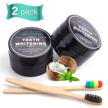 Conjunto de escova de dentes branqueadora, 2 pacotes, carvão vegetal de bambu, pó dental, escova de dentes para clareamento dental, 30g, higiene oral 2024 - compre barato