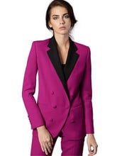 Tuxedo Notch Lapela Mulheres Terninhos 2 Pedaço Definir Fuchsia Mulheres Terno de Negócio Fêmea Uniforme Escritório Senhoras Terninhos Custom Made 2024 - compre barato