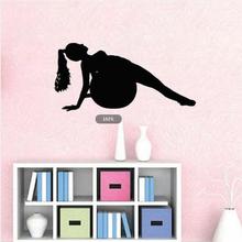 Free Shipping Fitness Girl Ball Art Wall Sticker Gymnasium Vinyl Wall Decal Home Bedroom Art Decorative Wall Sticker Y-544 2024 - buy cheap