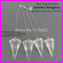 10PCS Clear Quartz Pendulum Crystal Quartz Pendant with Chain Powerful Healing Point Chakra Reiki Pendant Pendulum for Dowsing 2024 - buy cheap