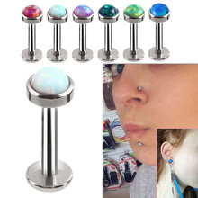 New Multicolor Opals Surgical Steel Flat Gem Ear Tragus Helix Piercing Labret Lip Studs Ring Internally Thread Body Jewelry 2024 - buy cheap