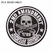 PGY Punk Stickers Pistol Skull Embroidered Patches for Clothes Applique Iron on Clothes Washable Backpack Patches Decorations 2024 - buy cheap
