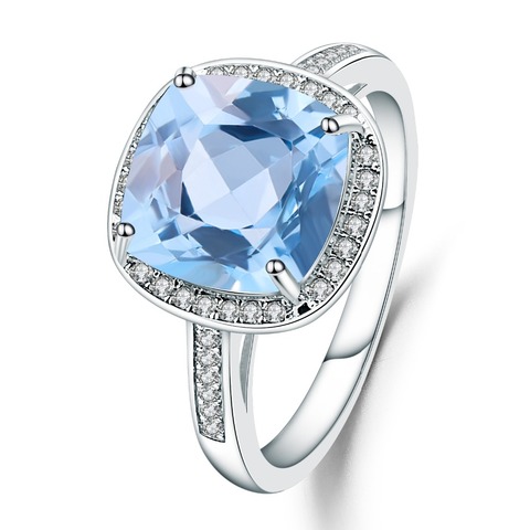 Женское кольцо с натуральным небесно-голубым топазом GEM'S BALLET Square, обручальное кольцо из стерлингового серебра 925 пробы, ювелирное изделие 2022 - купить недорого