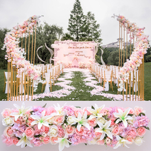 Artificial flowers wall wedding background lawn/pillar 1M Arched flower road lead home market decoration 8 colors 2024 - buy cheap