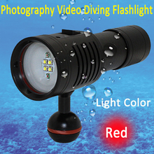 Linterna de buceo para fotografía subacuática, lámpara LED de vídeo, luz blanca y roja, linterna de submarinismo, iluminación fotográfica de 6 modos 2024 - compra barato