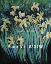 Pure Hand Made Oil Painting Flowers -Yellow Irises by Claude Monet Painting Vertical Customize Hand Painted 2024 - buy cheap