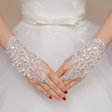 Кружевные короткие перчатки цвета слоновой кости без пальцев с цветами для девушек и подружек невесты женские свадебные перчатки для танцев вечеринок и представлений 2024 - купить недорого