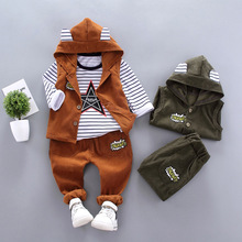 Autumn Baby Boys Clothing Sets Children Fashion Hooded Coats T-shirt And Pants Suit 3 Pcs Gentleman Tracksuit Kids Clothes Set 2024 - buy cheap