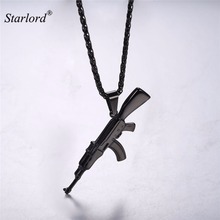 Starlord AK47 Rifle Pendant & Necklace Hip Hop Jewelry Black Color Chain Military GUN Jewelry For Men GP2467H 2024 - buy cheap