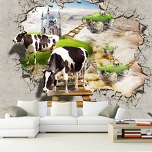 3D трехмерный мир мечты на заказ, обои с двумя коровами для гостиной, спальни, телевизора, большие Настенные обои 2024 - купить недорого